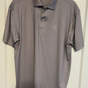 Rhoback Men's Polo Shirt - Red and Blue Pattern Medium Ohio State
